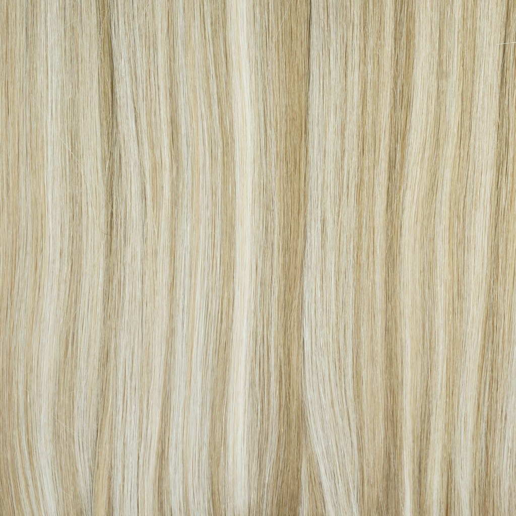 Nano Bead Extensions - 20 Strands per pack - R8-HL18/60 (Rooted Caramel - Highlight Pepper Blonde/Platinum Blonde)